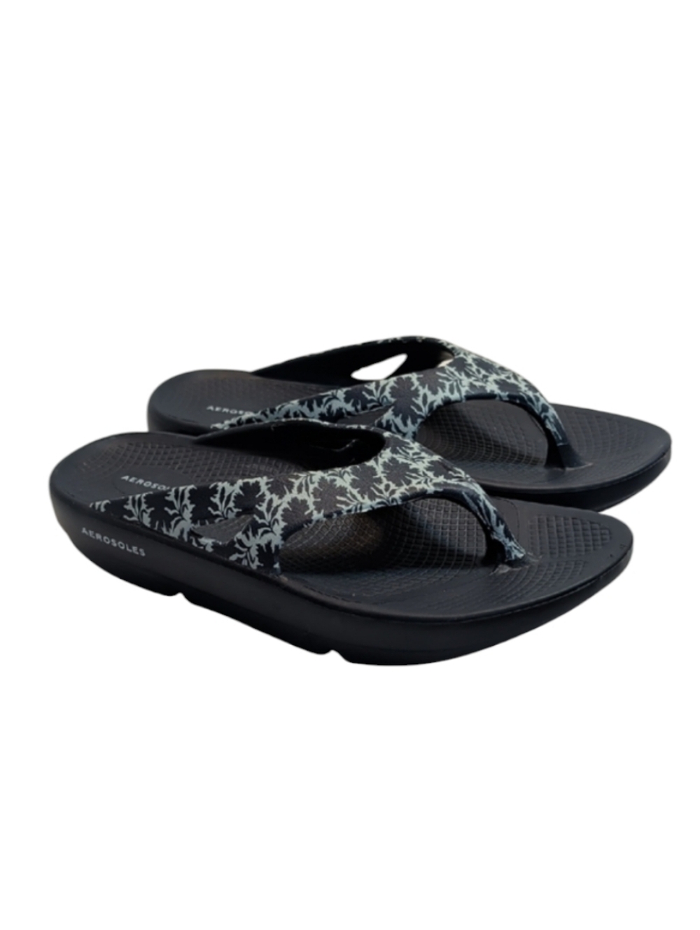 AEROSOLES Navy Blue and White Patterned Flip Flop Sandals Size 7
